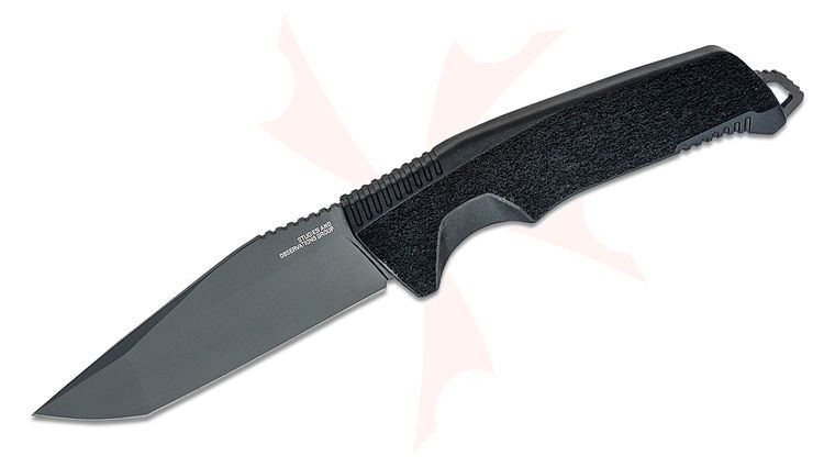 SOG Trident FX Blackout Fixed Blade Knife 4.2 inch 4116 Black Tanto Blade, Black GRN Handles, GRN Sheath