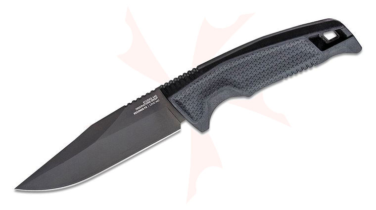 SOG Recondo FX Fixed Blade Knife 4.61 inch CRYO 440A Black TiNi Clip Point Plain, Black GRN Handles, Universal Mounting System GRN Sheath