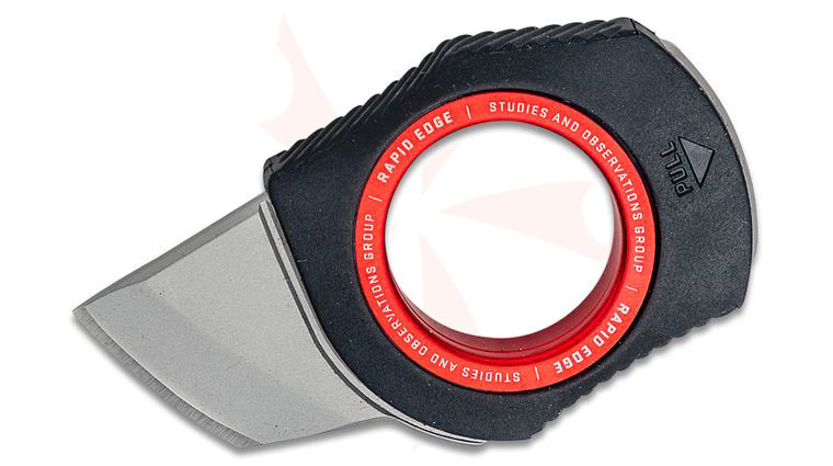SOG Rapid Black and Red Neck Knife Stainless Steel Utility Blade, Black GRN Handles with Red Aluminum Pull Ring
