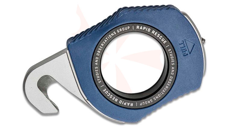 SOG Rapid Rescue Midnight Blue Neck Stainless Steel Strap Cutter, Blue GRN Handles with Aluminum Pull Ring