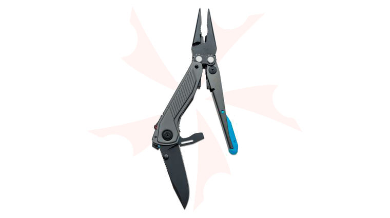 SOG Flash MT Multi-Tool with 7 Tools, 2.36 inch Assisted D2 Black Oxide Blade, Urban Gray Stainless Steel Handles, Compound Leverage Pliers