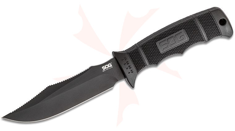 SOG SEAL Pup Elite Fixed 4.85 inch Black Tini Plain Blade, GRN Handle, Nylon Sheath