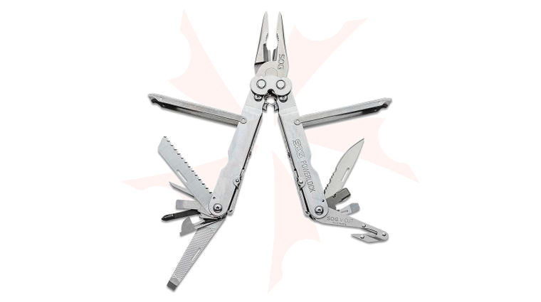 SOG PowerLock w/ V-Cutter Stainless Finish Multi-Tool with Nylon Sheath