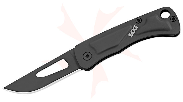 SOG Centi I Keychain Folding Knife 1.4 inch Black Oxide Blade, Stainless Steel Handles
