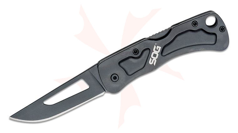 SOG Centi II Keychain Folding Knife 2.1 inch Black Oxide Blade, Stainless Steel Handles