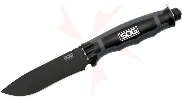 SOG BladeLight Tactical Fixed 4.5 inch Black Blade, Nylon Handles, 37 Max Lumens, Red LED