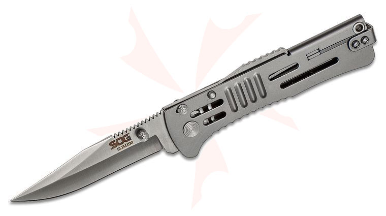 SOG SlimJim Folding Knife Assisted 3.18 inch Satin Plain Blade, Bead Blast Handles