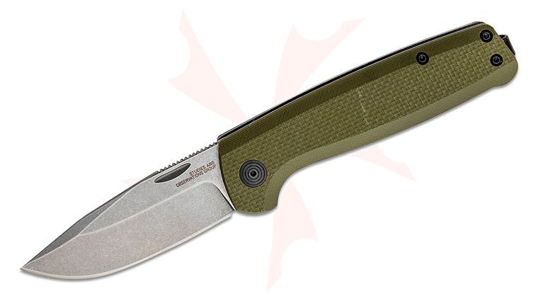 SOG Terminus SJ Slipjoint Folding Knife 2.9 inch Stonewashed Cryo D2 Clip Point Blade, OD Green G10 Handles