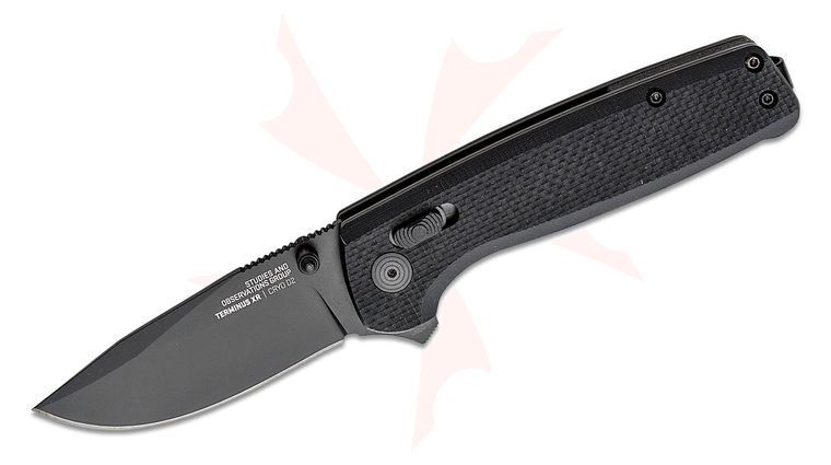 SOG Terminus XR Flipper Knife 2.95 inch Black D2 Clip Point Blade, Black G10 Handles - XR Lock