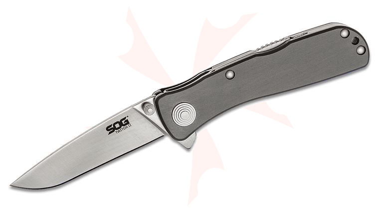 SOG Twitch II Assisted Flipper 2.65 inch Satin Plain Blade, Graphite Aluminum Handles