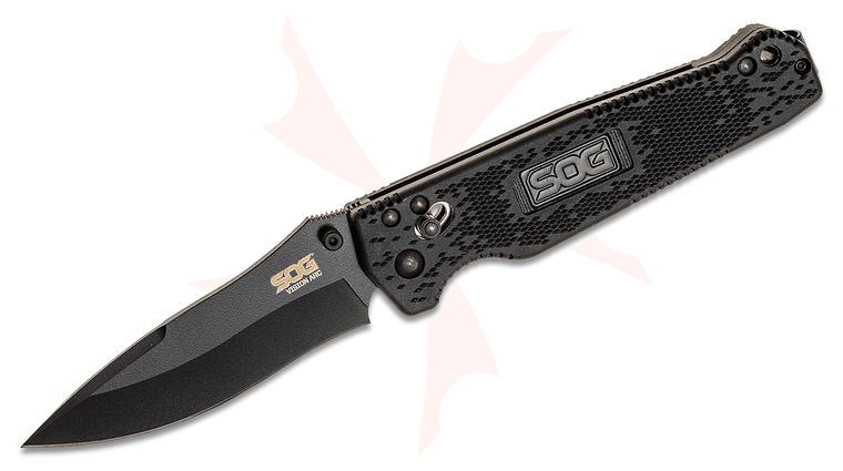 SOG Vision Arc Folding Knife 3.8 inch Black VG10 Blade, GRN Handles