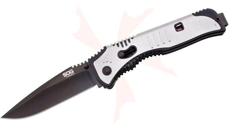 SOG Flashback Assisted 3.5 inch Black Plain Blade, GRN and Stainless Steel Handles