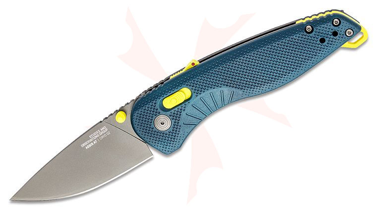 SOG Aegis AT Indigo and Acid Assisted Folding Knife 3.13 inch D2 Black Plain Blade, Blue GRN Handles
