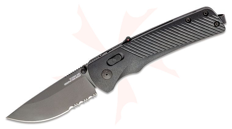 SOG Flash AT Blackout Assisted Folding Knife 3.45 inch D2 Black Combo Blade, Black GRN Handles