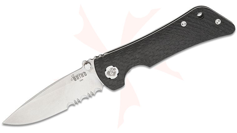 Southern Grind Spider Monkey Liner Lock Folding Knife 3.25 inch S35VN Tumbled Satin Drop Point Combo Blade, Carbon Fiber Handles