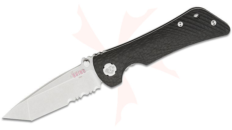 Southern Grind Spider Monkey Liner Lock Folding Knife 3.25 inch S35VN Stonewashed Combo Tanto Blade, Carbon Fiber Handles