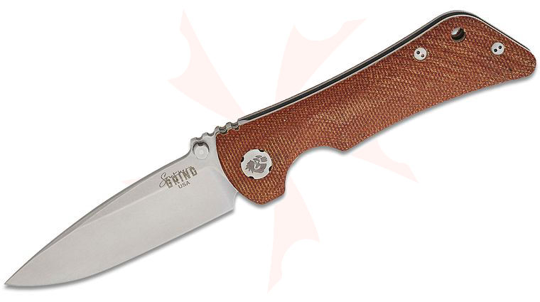 Southern Grind Spider Monkey Liner Lock Folding Knife 3.25 inch CPM-MagnaCut Stonewashed Drop Point Blade, Brown Canvas Micarta Handles