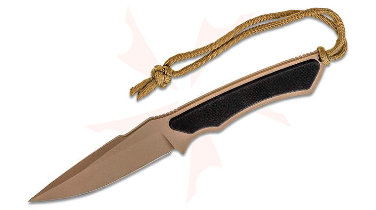 Spartan Blades Phrike Combat Fixed Blade Knife 4.25 inch S45VN FDE Drop Point, Black G10 Handles, Tan Kydex Sheath