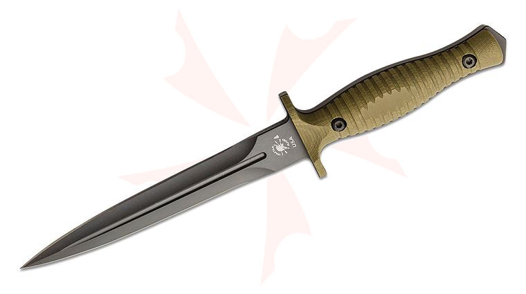 Spartan Blades Spartan-George V14 Combat Dagger 6.75 inch S45VN Black Double Edge Blade, Green G10 Handles, Black Kydex Sheath
