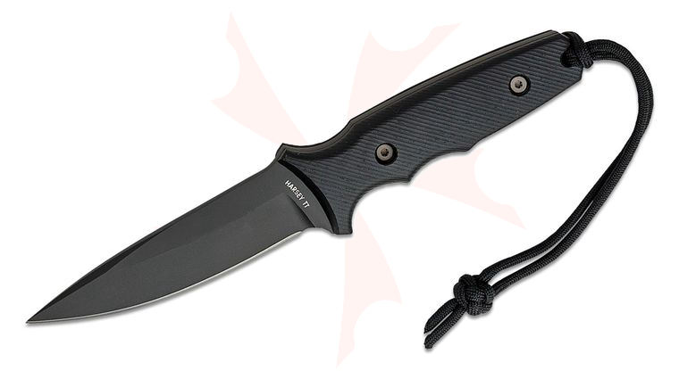 Spartan Blades Harsey TT Tactical Trout Fixed Blade Knife 4.5 inch S45VN Black Spear Point, Black Micarta Handles, Black Kydex Sheath
