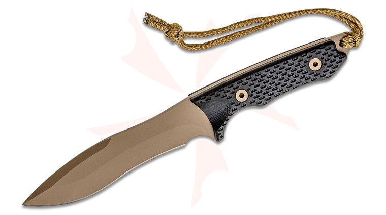 Spartan Blades Ronin Shinto Fixed Blade Knife 5.75 inch S45VN Flat Dark Earth PVD Blade, Black Micarta Handles, Black Nylon Sheath