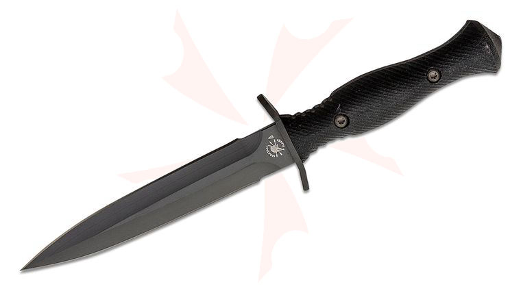 Spartan Blades Harsey Dagger Fixed Blade Knife 6 inch S45VN Black Double Edge Dagger, Black Micarta Handles, Black Kydex Sheath