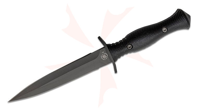 Spartan Blades Harsey Dagger Fixed Blade Knife 6 inch S45VN Black Double Edge Dagger, Black Micarta Handles, Black Nylon Sheath