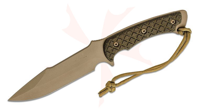 Spartan Blades Horkos Combat Fixed Blade Knife 5.6875 inch S45VN FDE Drop Point, Green Micarta Handles, Tan Kydex Sheath