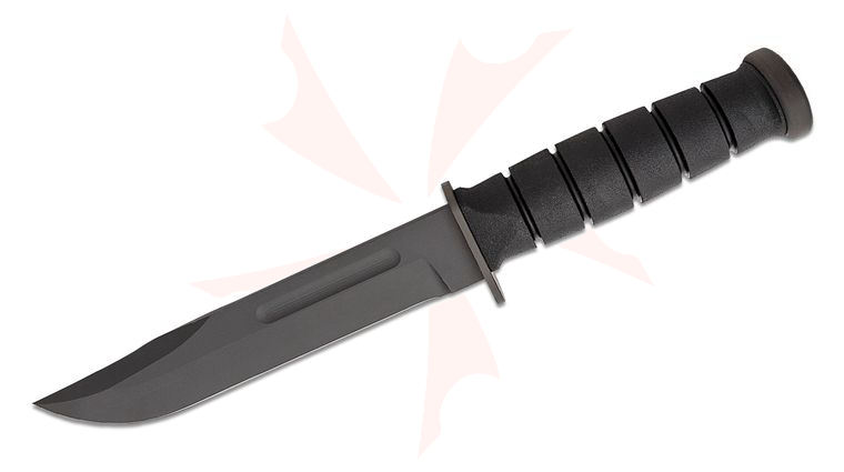 Spartan Blades KA-BAR Fixed Blade Knife 7 inch CPM-MagnaCut Black Clip Point, Black Kraton G Handles, Tan Kydex Sheath