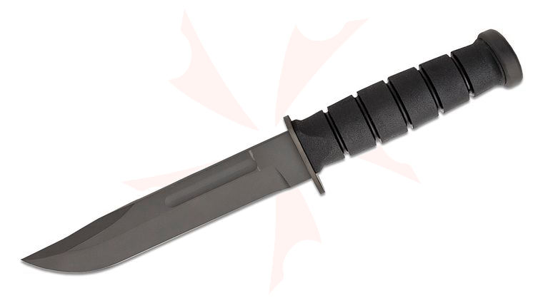 Spartan Blades KA-BAR Fixed Blade Knife 7 inch CPM-MagnaCut Black Clip Point, Black Kraton G Handles, Black Leather Sheath