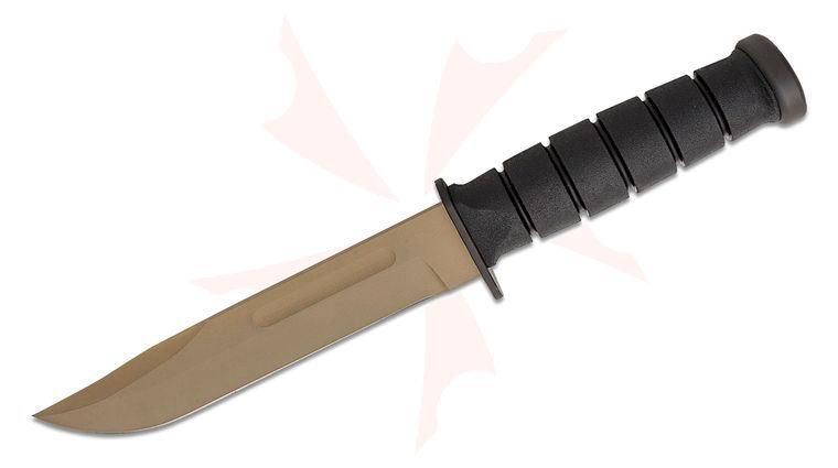 Spartan Blades KA-BAR Fixed Blade Knife 7 inch CPM-MagnaCut Flat Dark Earth Clip Point, Black Kraton G Handles, Tan Kydex Sheath