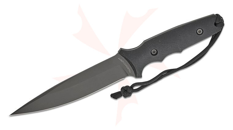 Spartan Blades Harsey Clandestina Fixed Blade Knife 5.75 inch CPM-MagnaCut Black Spear Point Blade, Black Canvas Micarta Handles, Black MOLLE Sheath