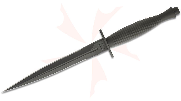 Spartan Blades Spartan-Ronin F/S Dagger Fixed Blade Knife 7 inch CPM-MagnaCut Black PVD Double Edge Dagger Blade, Black Stainless Steel Handle, CLW Kydex Sheath