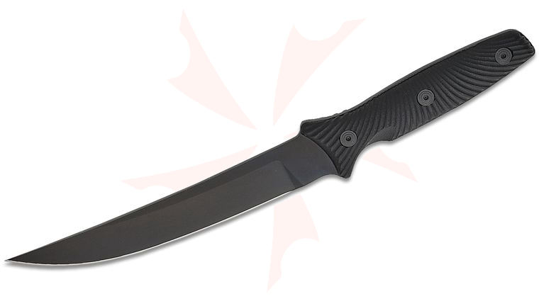 Spartan Blades Field Grade Tu Lam Spartan-Ronin Torii Fixed Blade Knife 6.5 inch D2 Black Trailing Point Blade, Contoured Black G10 Handles, Black Molded Plastic Sheath