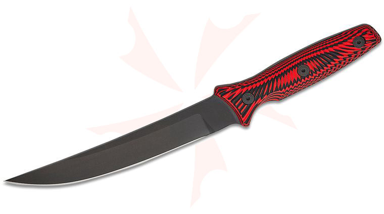 Spartan Blades Field Grade Tu Lam Spartan-Ronin Torii Fixed Blade Knife 6.5 inch D2 Black Trailing Point Blade, Contoured Red & Black G10 Handles, Black Molded Plastic Sheath