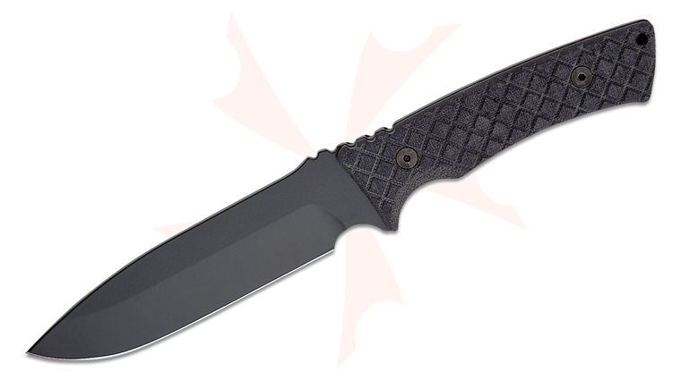 Spartan Blades Professional Grade Damysus Fixed Blade Knife 5.5 inch 1095 Black Powder Coated Blade, Black Micarta Handles, Black Injection Molded Sheath
