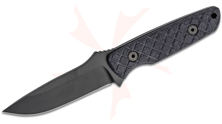 Spartan Blades Professional Grade Alala Fixed Blade Knife 3.75 inch 1095 Black Powder Coated Blade, Black Micarta Handles, Black Injection Molded Sheath
