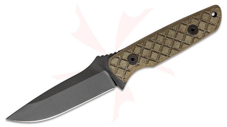 Spartan Blades Professional Grade Alala Fixed Blade Knife 3.75 inch 1095 Black Powder Coated Blade, Green Micarta Handles, Black Injection Molded Sheath