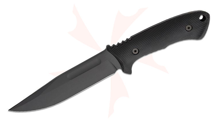 Spartan Blades Professional Grade Harsey Fighter Fixed Blade Knife 6.125 inch 1095 Black Powder Coated Blade, Black Injection Molded Handles, Black Injection Molded Sheath