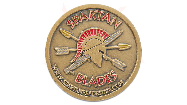 Spartan Blades Antiqued Brass Spartan Honor Challenge Coin