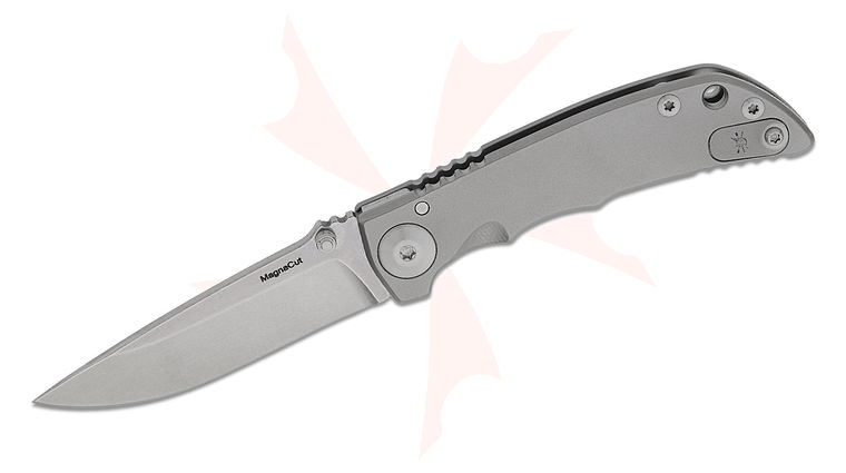 Spartan Blades SHF 3.25 Harsey Folding Knife 3.25 inch MagnaCut Stonewashed Blade, Bead Blasted Titanium Handles