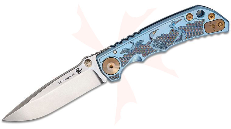 Spartan Blades Special Edition SHF Harsey Folding Knife 3.95 inch CPM-Magnacut Stonewashed Blade, Sea Raven Engraved Titanium Handles