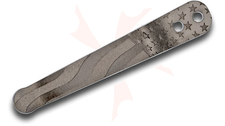 Spartan Blades Stonewashed Titanium  inchAmerican Flag inch Pocket Clip