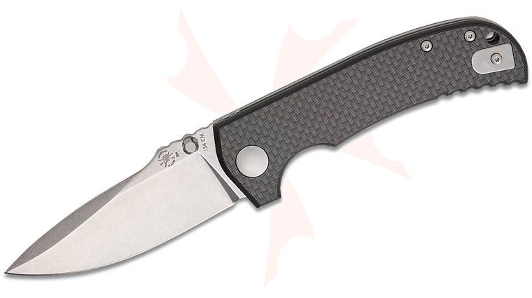 Spartan Blades Field Grade Les George ASTOR Folding Knife 3.625 inch 154CM Stonewashed Blade, Textured Carbon Fiber/Black G10 Handles