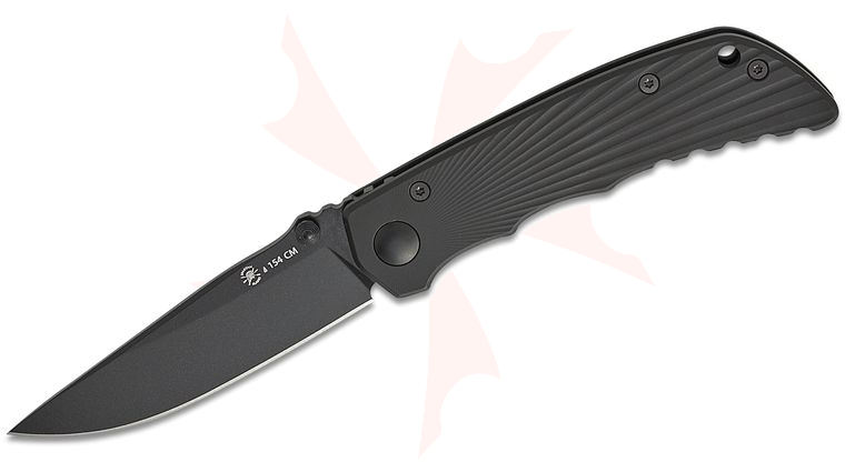 Spartan Blades Field Grade Harsey TALOS II  inchStarburst inch Frame Lock Folding Knife 3.125 inch 154CM Black Ti Nitride Drop Point Blade, Black Cerakote Starburst Aluminum Handles