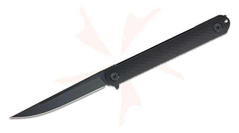 Spartan Blades Field Grade Spartan-Nemec Liner Lock Flipper Knife 3.5 inch CPM-S35VN Black PVD Straight Back Blade, Sculpted Black GFN Handles