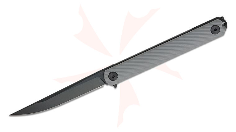 Spartan Blades Field Grade Spartan-Nemec Liner Lock Flipper Knife 3.5 inch CPM-S35VN Black PVD Straight Back Blade, Sculpted Gray GFN Handles