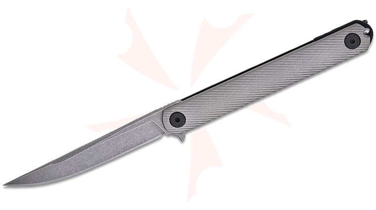 Spartan Blades Field Grade Spartan-Nemec Liner Lock Flipper Knife 3.5 inch CPM-S35VN Stonewashed Straight Back Blade, Sculpted Titanium Handles