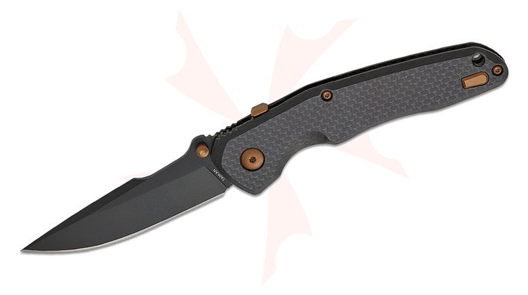 Spartan Blades Field Grade Soter RaceLock Folding Knife 3.25 inch CPM-S35VN Black PVD Harpoon Drop Point Blade, Carbon Fiber Handles, Flat Dark Earth PVD Accents