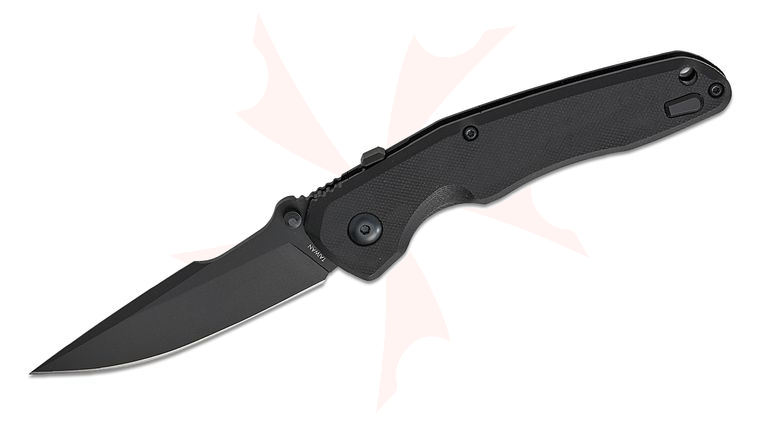 Spartan Blades Field Grade Soter  inchBlackout inch RaceLock Folding Knife 3.25 inch CPM-S35VN Black PVD Harpoon Drop Point Blade, Black G10 Handles